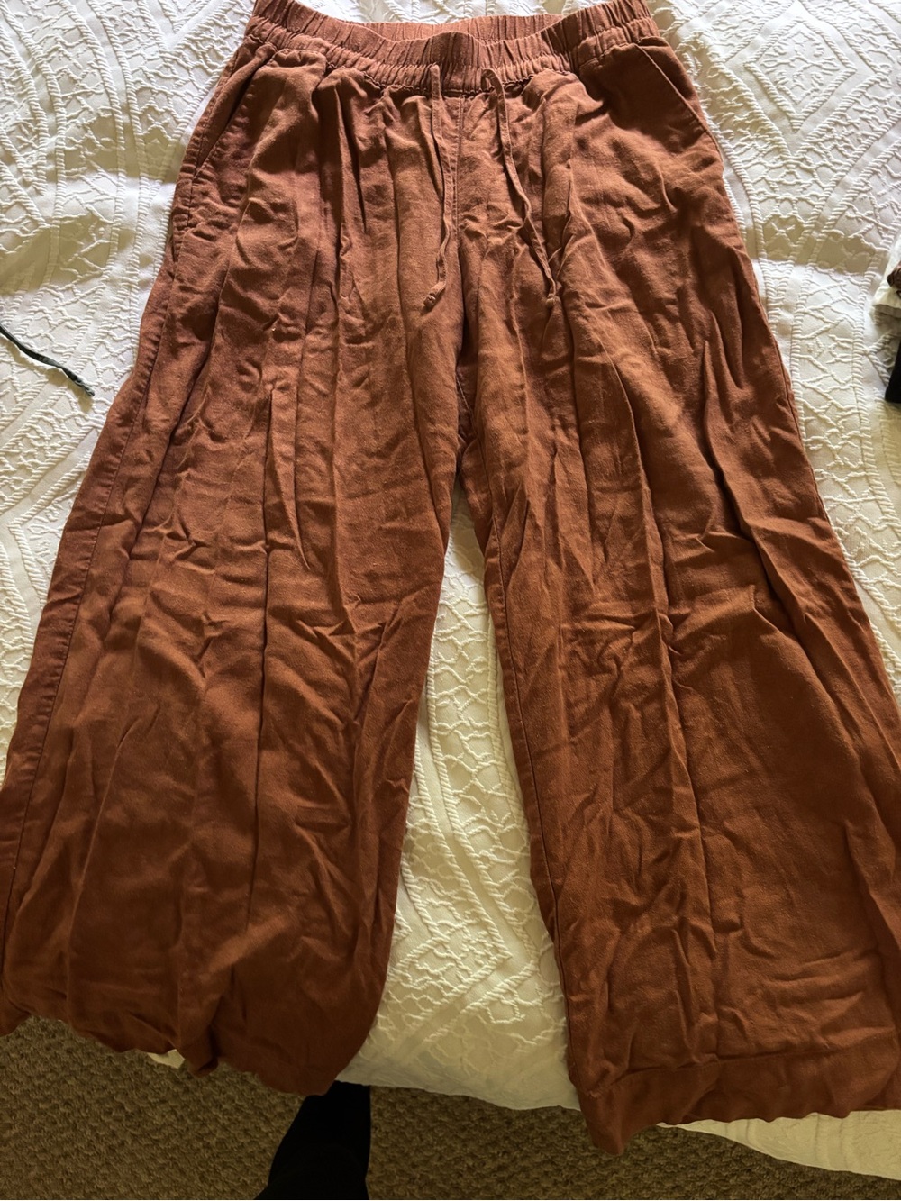 a new day Rust Brown Elastic Waist Wide-Leg Pants